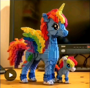 Extra Large Colorful Unicorn Block超大绚丽多彩独角兽兼容乐高积木