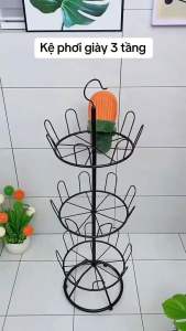 Kệ phơi giầy dép 3 tầng xoay 360 độ CHIAN - Có móc treo Khô nhanh Tiết kiệm không gian - Không ưng hoàn tiền