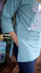 stik balik model tunik belah pinggir tangan 7/8 bahan cotton combat 20 s