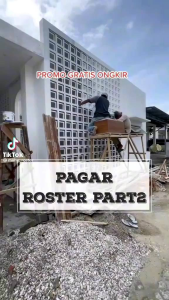 Roster beton lubang angin anti tampias motif warna putih abu merah dekorasi hiasan dinding modern