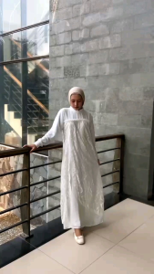 Dress wenay Exclusive Terbaru Gamis Pesta Maxi Brukat Kondangan Lamaran Tunangan Kekinian Putih
