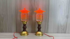 MỘT CẶP ĐÈN THÁP TRỤ KHẮC KINH CHỮ PHẬT - 32CM