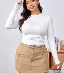 Plus Size Top Plus Size Long Sleeve Top Basic Long Sleeve Top Plus Size Round Neck Long Sleeve Top Plus Size - RND LS