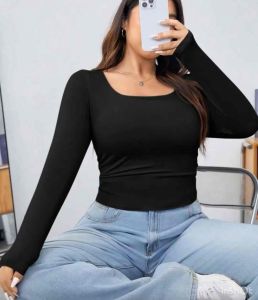 Plus Size Square Neck Long Sleeve Top - SQN LS