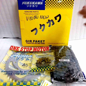 GEAR SET GEAR GIR PAKET VIXION NEW (NVL) & VIXION LED 428H-122L-43T-14T ORIGINAL ORI ASLI FUKUKAWA