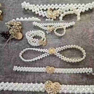 IKAT PINGGANG MUTIARA PERMATA MOTIF GOLD ELASTIS IMPORT / GESPER GAMIS MUTIARA ELEGAN / IKAT PINGGANG DRESS MUTIARA MEWAH / WOMEN BELT ELASTIC / BLM-7812