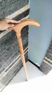 tongkat jalan kayu Cendana wangi motif pipih profil bubut D72