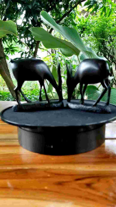 แค่นี้ก็ไม่ถึงได้! กวาง ไม้แกะสลัก สีโอ๊ก เรียบมัน ของประดับตกแต่งบ้าน ของสะสม vintage