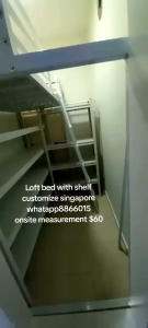Loft bed with shelf set customize for helper room/bomb shelter singapore