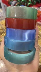 Vòng tay đá mắt mèo bản cối vuông 18li ánh chiếu lấp lánh xinh xinh đeo năng lượng may mắn