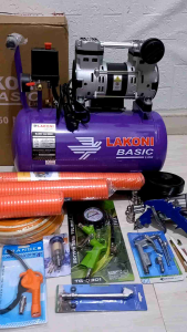 LAKONI 25Liter BASIC550MLS Kompresor Silent oiles +Selang+Airduster+Inflator