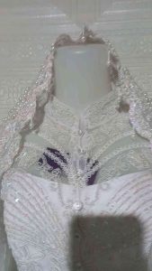 set kebaya akad nikah kebaya maneten putih + slendang mutiara