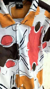 Kemeja Casual Pria Wanita Dewasa Lengan Pendek | SPOON | Motif Putih