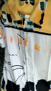 KEMEJA PRIA FULL PRINT /SPOON/MOTIF ABSTRAK PUTIH KUNIG