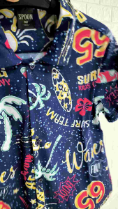 Kemeja Pria/Wanita Dewasa Lengan Pendek | SPOON | Motif - Beach Team