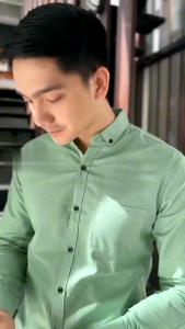 KEMEJA POLOS CASUAL SLIMFIT PRIA LENGAN PANJANG HIJAU MINT