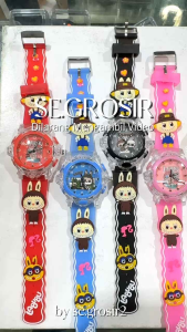 COD JAM TANGAN ANAK LABUBU LAMPU WARNA WARNI STRAP TIMBUL 3D