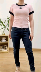 ECLAIRE 02L: Blouse Rajut Knit Lengan Pendek Motif Bunga Floral Korea