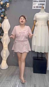 Set Chân Váy + Áo Bigsize 50-90KG Dễ Thương Thanh Lịch Hack Dáng Đi Tiệc Đi Chơi- S97- Ú Xinh Store (Set Kaki Ruby)