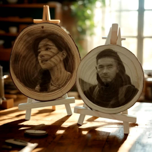 Pine Wood Slice Photo Engraving