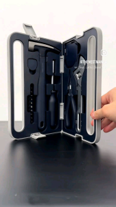 HOTO Household Toolkit | Compact and Handy | Useful at Home & Workshop | Hammer | Measuring Tape | ScrewDriver | Wrench with a Jaw | Rubber Cap |