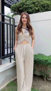 ชุดเซตผ้าเปลือกไม้ แขนสั้น ขายาว ชุดที่มีผลงานได้ผ่านการฉีด Q9503T