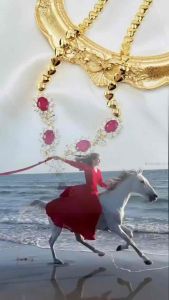 สร้อยคอพลอยประดับเพชรสวิสหุ้มทองคำแท้หนาพิเศษเกรดพรีเมี่ยม