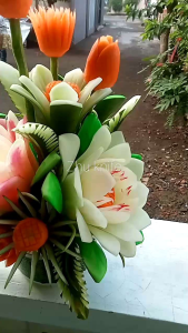 Pisau Ukir Buah Gagang Merah & Alat Ukir Buah Praktis