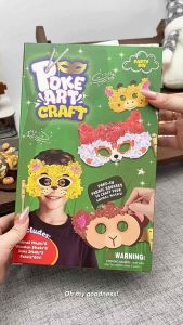 Poke-in Art Animal Masks Mess-Free Fun for Kid DIY Wood Craft Kits Creative Activity Gifts for Girls & Boys