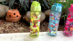 Botol Minum Flip Anak smiggle Lucu 600ml ada Saringan dan Tali