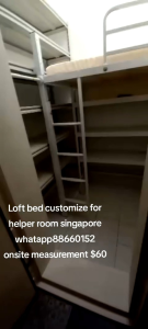 Loft bed customize for helper room/shelf customize/bomb shelter /store room/utility room