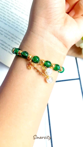 SC Gelang Wanita Manik Kristal Kaca List Stopper Bulat Gold Premium Rantai Gantung | Gelang Kaca Popcorn Kristal 8mm Aesthetic Gaya Pesta Elegan Glamour | Bracelet Woman Perhiasan Aksesoris Gelang Manik Cantik dan Murah | Bracelet Beads Coquette Jewerly