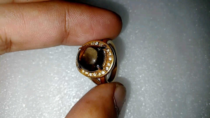 Cincin Batu Kecubung Teh Kecubung Asap Natural Smoky Quarzt Ring Titanium Size 6 For Lady