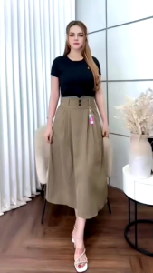 Rok corduroy wanita panjang jumbo korean style maxi midi skirt kekinian