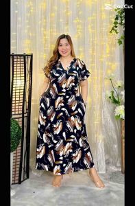 Aura Bangkok Inspired Plus Size Vneck Maxi Dress (XL-3XL)