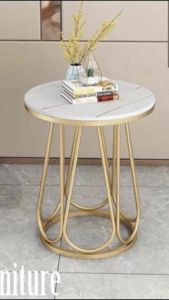Kệ bàn góc Sofa phòng khách 1 mặt đá tròn chân kim loại sơn tĩnh điện BG-01 sang trọng hiện đại