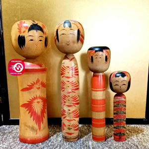 4-PC JAPAN SURPLUS KOKESHI BUNDLE • JAPANESE WOODEN DOLL HOME DECOR