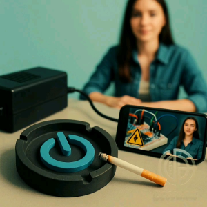 Asbak Aesthetic Asbak Unik Logo Tombol Power Hiasan Meja