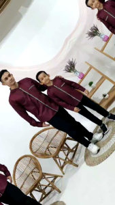 ALWAASI Koko merah MAROON couple dewasa ayah dan anak lengan panjang pendek (satuan terpisah)