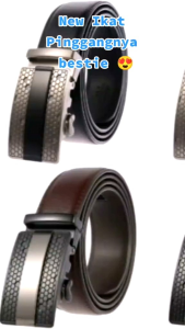 Ikat Pinggang Pria cowok laki kulit sapi premium model rel otomatis import hitam coklat GM-T1