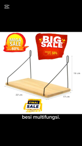 FURNITURE RAK DINDING KAYU GANTUNGAN BESI KUAT ESTETIK SERBAGUNA MURAH