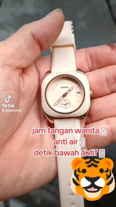JAM TANGAN FASHION WANITA TERBARU TANGGAL AKTIF DETIK BAWAH AKTIF TALI KARET ANTI AIR