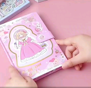 Buku Catatan Diary Kancing A5 Motif Karakter Lucu Notebook Magnetic Agenda Planner Journal Girl Book