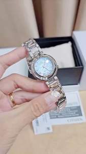 ĐỒNG HỒ NỮ CHÍNH HÃNG Citizen L EM1110-81N Eco-Drive Blue Dial Sapphire Diamonds Silver Stainless Steel For Lady
