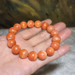 13mm Premium Baoshan Nan Hong "salmon red" bracelet 优质保山南红"三文鱼红"手链