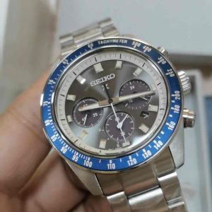 Seiko Prospex SPEEDTIMER Solar Sports Mens Watch Japan Grey Metal Strap 41.4mm (SSC939P1)