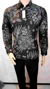 kemeja batik kembang pelem abu hitam arta batik super KODE 008 l batik premium l seragam batik motif bunga manggar l grosir batik l batik halus 10.10 23 l batik pria lengan panjang l batik alfa setono l promo batik l gratis ongkir