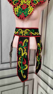 Renda Bordir motip dayak/aksesoris tari sabuk dan lingkar dada/kostum kalimantan