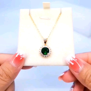 Xp.id - Kalung Nuri Liontin Batu Hijau Gold Perhiasan Fashion Wanita Xp