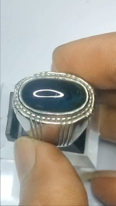 cincin batu bacan Doko majiko asli dim 16x9x6 ring titanium silver